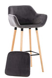 Tabouret De Bar Grant En Velours I Chaise Haute De Bar Et De Cuisine I Assise Et Dossier Rembourrés I Empiétement En Bois I, Couleur:gris