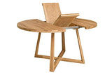 Nordic Story Moby Table de salle à manger extensible ronde en chêne massif avec pieds croisés Style moderne scandinave 4-8 personnes 120-160 x 120 x 75 cm Naturel