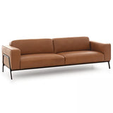 Oviala Canapé en Cuir 4 Places Camel