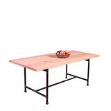 CosyWood Pieds de Tuyau en métal de Style Industriel Table de Salle à Manger, Maria (Beige)-Silver (Mild Steel), 8 Seater W200xD90xH75cm