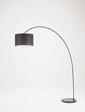 Lampadaire à arc modèle 6304N Perenz Cette lampe de sol est fabriquée avec une monture en métal peint blanc et abat-jour en tissu noir.