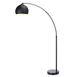 Lampadaire Arquer arc lampe de sol abat-jour noir pied marbre noir VN-L00013-EU