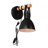 Applique murale industrie du bois rétro vintage lampe noire avec prise EU et interrupteur, y compris ampoule LED 5W E27