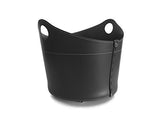 Cadin: Porte bûches en Cuir de Couleur Noir, Panier Sac à bûches, Chariot à Bois, Panier à granulés, Idée Cadeau, Made in Italy, Design Firestyle®.