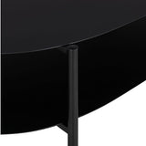 [en.casa] Table Basse de Salon Table d'Appoint pour Salle de Séjour Petite Table en Forme Ovale avec Étagère Acier 112 x 62 x 41 cm Noir Mat