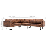 vidaXL Canapé d'angle Sofa de Salon Canapé de Bureau Sofa de Salle de Séjour Meuble de Maison Intérieur Confortable Similicuir Daim Marron