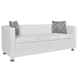 vidaXL Canapé 3 Places Similicuir Blanc Canapé de Séjour Mobilier de Salon
