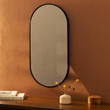 Navaris Miroir mural design - Miroir ovale 75 x 38 x 3cm avec cadre aluminium - Miroir mural entrée chambre salon suspension horizontale ou verticale