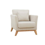 Miliboo Fauteuil scandinave déhoussable en Tissu Beige et Bois Clair Oslo