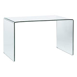 LOLAhome Bureau design en verre trempé transparent 125 x 70 x 75 cm