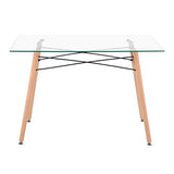 IPOTIUS Table Rectangulaire Salle à Manger en Verre Scandinave 4 à 6 Personnes Table de Cuisine Moderne avec Pieds en Bois et Cadre en Métal,110x70X75cm