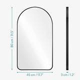 Navaris Miroir Mural Design - Miroir arqué 80 x 45 x 3 cm avec Cadre Noir kit de Montage vis niveleur - Miroir Mural entrée Chambre Salon