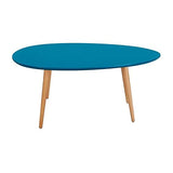 STONE Table basse ovale scandinave bleu paon laqué - L 98 x l 61 cm