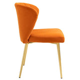 chaises de Salle à Manger Modernes en Velours - avec Pieds en métal doré - pour Salle à Manger, Cuisine, Le Salon (Lot de 2, Orange)