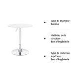 WOLTU BT02ws Table de Bar en MDF avec Pied,Table Ronde Hauteur réglable,Blanc