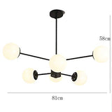 Or Spoutnik Lustre 6-lumières Millésime Métal Suspension Luminaire Avec Blanc Globe Verre Ombre Moderne Industriel Plafonnier Pour Salon Chambre-Noir. 6 lumière