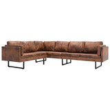 vidaXL Canapé d'angle Sofa de Salon Canapé de Bureau Sofa de Salle de Séjour Meuble de Maison Intérieur Confortable Similicuir Daim Marron