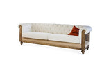 canapé Chesterfield montaigu - Bois Massif, Haute résistance, Grand Confort d'assise, Rembourrage intérieur Dense | Le Charme d'un canapé Chesterfield en Lin - Blanc perlé (L218 x H72 x P82 cm)