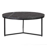 Lola Home Table Basse Ronde en métal et marbre Noir Ø 70x32 cm