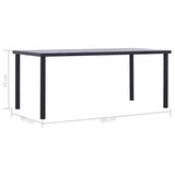 vidaXL Table de Salle à Manger Table à Dîner Table de Cuisine Table de Repas Meuble à Manger Maison Intérieur Noir et Gris Béton 180x90x75 cm MDF