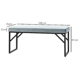 HOMCOM Banc Bout de lit Banquette Banc en Tissu Velours Cadre en Acier - 100 x 35 x 47 cm - Bleu Clair