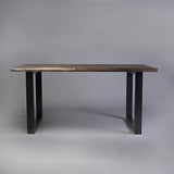 CosyWood Rough Edge Moderne Table de Salle à Manger, Fernanda (Brown)-Black (Mild Steel), 8 Seater W200xD90xH75cm
