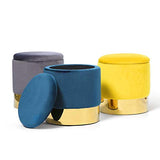 IDMarket - Pouf en Velours Jaune et doré