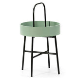 VS Venta-stock Table auxiliaire Table Basse Ronde Jaipur avec Plateau en MDF Vert et Structure métallique en Couleur Noir Mat/DIAMÈTRE: 40 cm