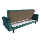 E- MEUBLES Canapé en lit Convertible avec Coffre de Rangement 3 Places Relax - en Tissu Velours - Salon & séjour - BONDA- Vert Bouteille