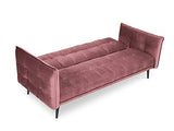 Canapé Velours Convertible, Canna, 3 Places, Rose, 225x100x85