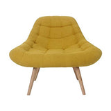 Zons MINAY Fauteuil 1 Place en Suédine Jaune Style scandinave avec Pieds en Bois