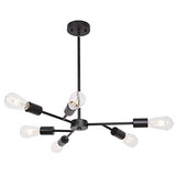 Pendentif Lumière Moderne Noire Satellite Suspension Industrielle Métal Lampe Suspensions Salle à Manger Lustre-6 Lumière