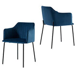 EMT CASA Lot de 2 Chaise scandinave, chaise de salle à manger en velours, pieds métalliques stables