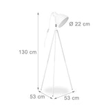 Relaxdays 10021293_49 Lampadaire 3 Pieds Luminaire Spot Projecteur 1 Feu Lampe Trépied HLP env. 130 x 53 x 53 cm, Blanc, Métal, 40 W