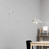 Simple Style Bras De Oscillation Applique Murale Avec Ombre De Dôme Mont Mural Applique Murale Pour Couloir Foyer Chambre à Manger Lampe Murale Câblé Avec On-éteindre L'interrupteu-Blanc 99x40cm