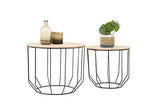 LIFA LIVING Tables Gigognes Bois & Metal Rondes, Table Basse Lot de 2, Petite Table Basse Gigogne Design Industriel, Tables d'Appoint pour Salon & Chambre