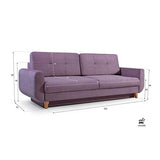 MEUBLO Canapé Convertible en Velours 3 Places Tissu Saphir (Vert Clair)