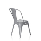 hjh OFFICE 645039 Chaise bistrot VANTAGGIO Brush Métal Gris Mat, Chaise au Style Industriel, empilable