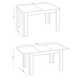 Table de salle à manger à rallonge, table de salon ou de cuisine, finition en chêne canadien, modèle Kendra, dimensions : 140-190 cm (longueur) x 90 cm (largeur) x 78 cm (hauteur).