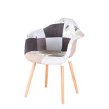 N/A lot de Deux fauteuils patchwork en tissu de lin pour loisirs salon coin fauteuils de réception avec dossier et pieds en bois naturel , Lin Polypropylène, gris, 82*42*48