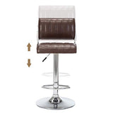 IntimaTe WM Heart Tabourets de Bar Lot de 2, Réglable Chaise Haute Cuisine avec Chromés Repose-Pieds,Tabouret Bar avec Décoré par Rayures Verticales, Marron