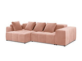 MICADONI - Canapé d'angle Réversible Margo - 4 Places - Velours - Rose
