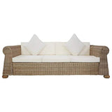 vidaXL Canapé à 3 Places avec Coussins Résine Tressée Oreiller Sofa Meuble de Salon Maison Salle de Séjour Intérieur Bureau Chambre