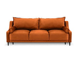 MICADONI - Canapé Convertible Rutile - Pieds Métal Chromé Noir - 3 Places - Velours - Orange