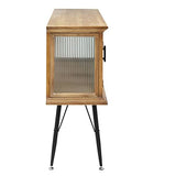 Made In Meubles Buffet vitrine en Bois de Sapin et Verre strié 4 Portes Nicole - Buffet & Vaisselier - Buffet 36 x 120 x 87.5 cm