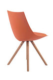 CLP Chaise de Salle à Manger ALBI Revêtement Similicuir I Chaise Retro Rembourrée Dossier Ergonomique I Pieds en Bois Forme Ronde I Chaise Scand, Couleurs:Orange, Couleur du Cadre:Natura (chêne)