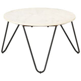 vidaXL Tavolino da Caffè Bianco 65x65x42 cm Pietra Vera Testura Marmo
