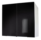Berlenus CP8HN Meuble Haut de Cuisine avec 2 Portes Noir Haute Brillance 80 cm
