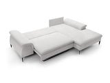 Vente-unique - Canapé d'angle Droit Convertible en Tissu Bouclette Blanc JOLESA