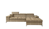 E-MEUBLES Canapé d'angle lit Convertible avec Coffre 4/5 Places - en Tissu -Ronaldo (Beige -Berlin 03, Canapé d'angle Droit)